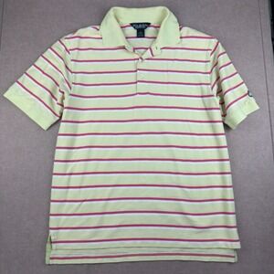 Brooks Brothers Polo Shirt Men's Medium Yellow‎ Red White Striped Country Club